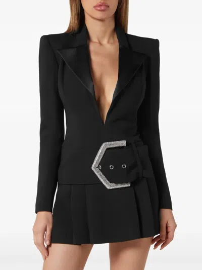Philipp Plein Crystal-embellished Belted Minidress In Black