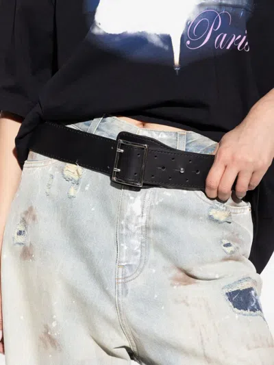 Vetements Leather Studded Belt In Black