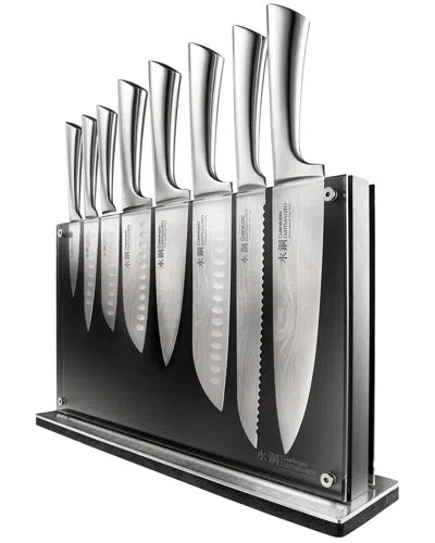 Cuisine::pro ® Damashiro Nami 9pc Knife Block Set In Metallic