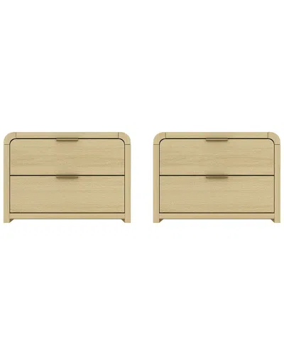 Manhattan Comfort Set Of 2 Grace Modern Nightstands With 4 Drawers In Neutral
