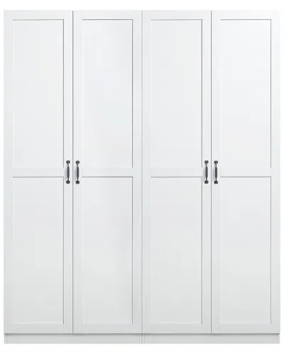 Manhattan Comfort Set Of 2 Cornelia Modern Storage Closets 1.0 With 14  Adjustable Shelves In White