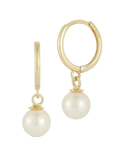 Ember Fine Jewelry 14k Yellow Gold Cultured Pearl Drop Huggie Hoop Earrings