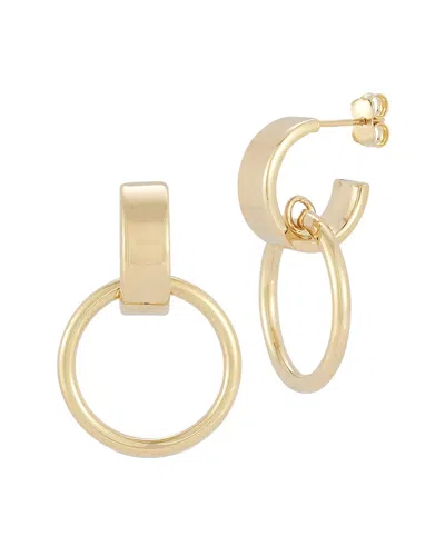 Ember Fine Jewelry 14k Yellow Gold Link Drop Huggie Hoop Earrings In Brown