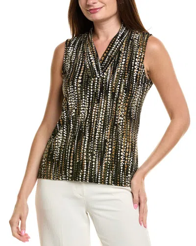 Anne Klein The Triple Pleat Printed Top In Multi