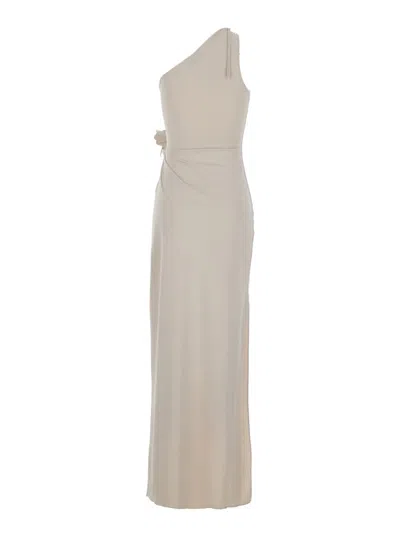 Coperni Asymmetric Flower Gown In Gray