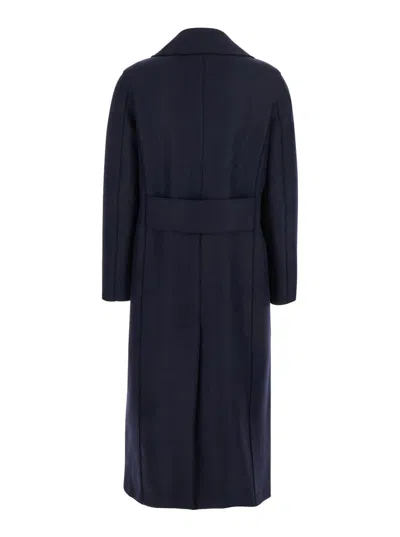 Harris Wharf London Blue Double-breasted  Coat With Wide Notched Revers