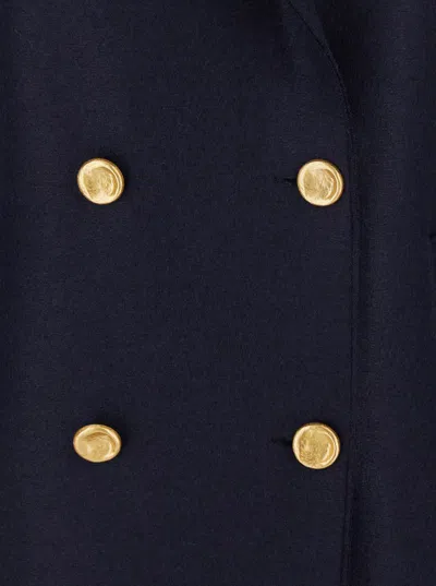 Harris Wharf London Blue Double-breasted  Coat With Wide Notched Revers