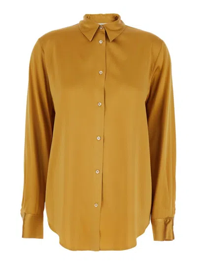Forte Forte Button-down Silk Shirt In Brown