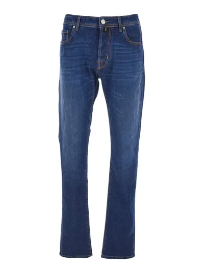 Jacob Cohen Blue Jeans With Logo Patch On The Back