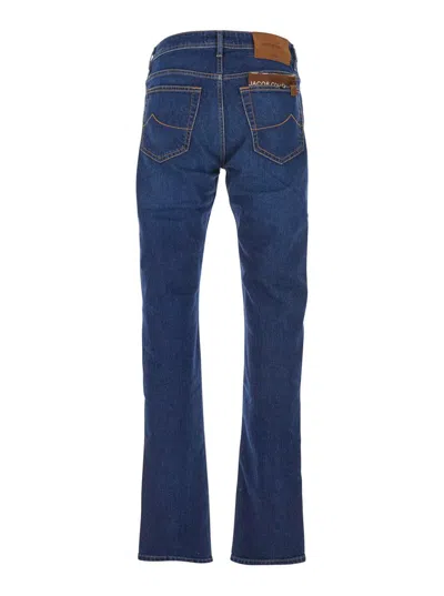 Jacob Cohen Blue Jeans With Logo Patch On The Back