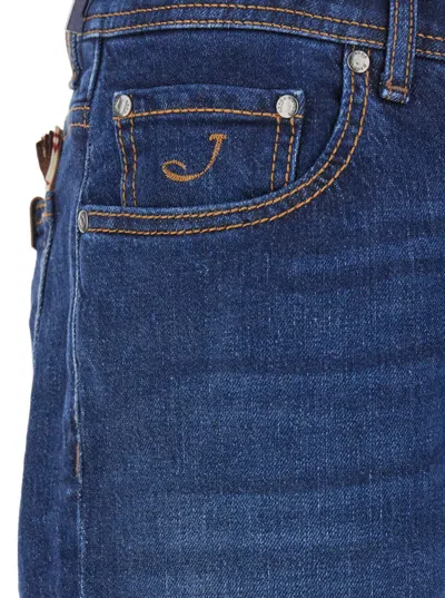 Jacob Cohen Blue Jeans With Logo Patch On The Back