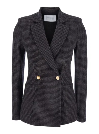 Harris Wharf London Houndstooth Double-breasted Blazer In Gray