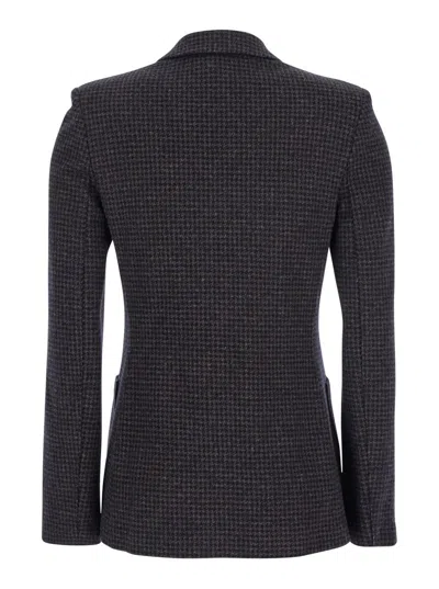 Harris Wharf London Houndstooth Double-breasted Blazer In Gray