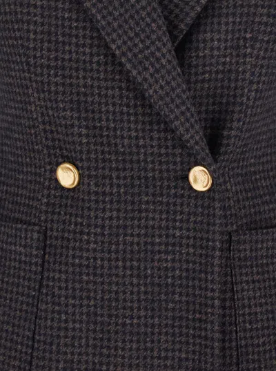 Harris Wharf London Houndstooth Double-breasted Blazer In Gray