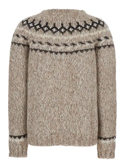 P.a.r.o.s.h Beige Crewneck Sweater In Wool Blend Woman In Brown