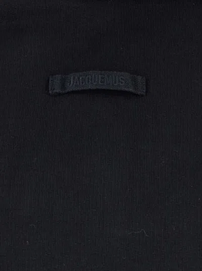 Jacquemus Le Grosgrain Logo Cotton Fleece Crop Hoodie