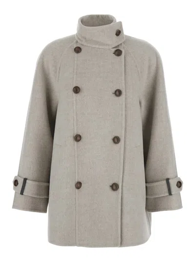 Brunello Cucinelli Hand-finished Caban Jacket In Nude