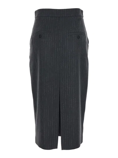 Plain Midi Black Pencil Skirt In Fabric In Black