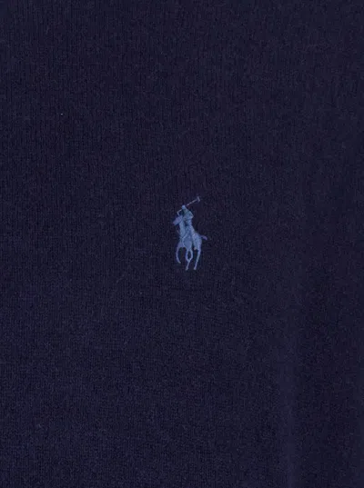 Polo Ralph Lauren Ribbed Cuff Wool Cardigan With Welt Pockets In Blue