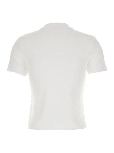Jacquemus Le T-shirt Gros Grain White Crewneck T-shirt With Logo Patch On The Front In Cotton Stretch Woman In White