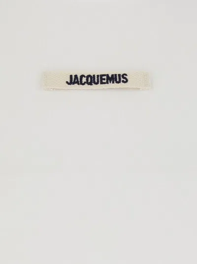 Jacquemus Le T-shirt Gros Grain White Crewneck T-shirt With Logo Patch On The Front In Cotton Stretch Woman In White