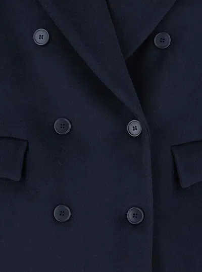 Plain Short Peacoat Double Breasted In Blue