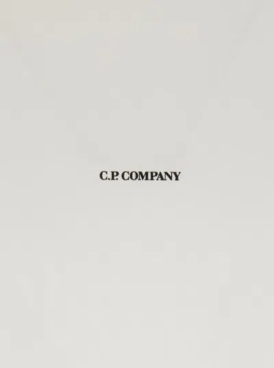 C.p. Company White Crewneck T-shirt With Logo Lettering On The Front In White