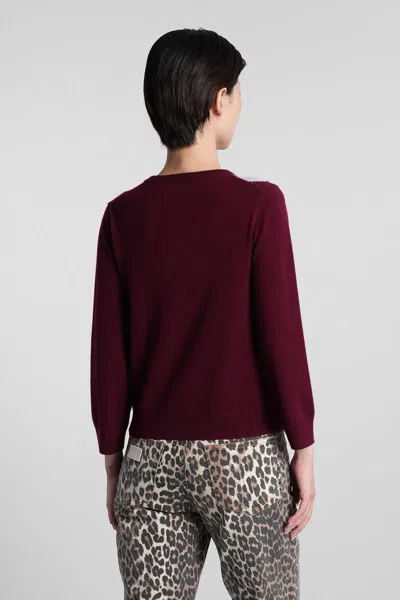 Ganni Multicolor Crewneck Cardigan With Jewel Buttons And Gemetric Motif On The Front