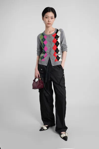 Ganni Cardigan Checkered Argyle Pattern