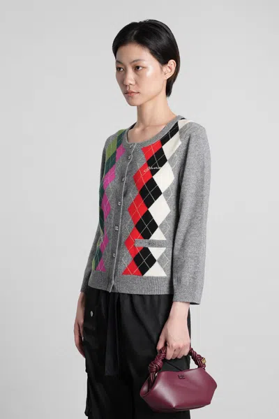 Ganni Cardigan Checkered Argyle Pattern