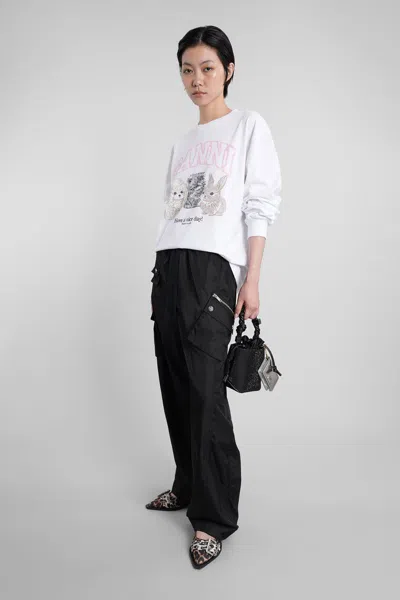Ganni Women Animals Print Logo Long Slevees Top In White