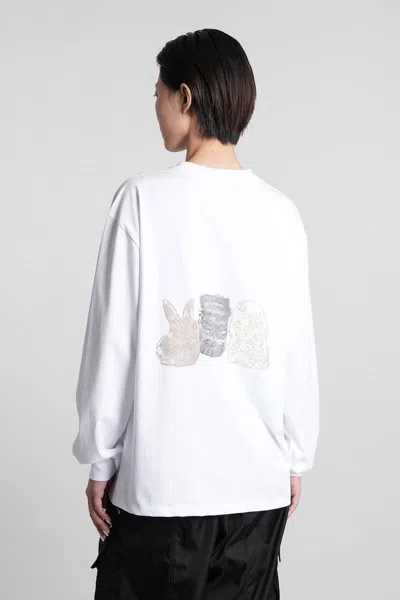 Ganni Women Animals Print Logo Long Slevees Top In White
