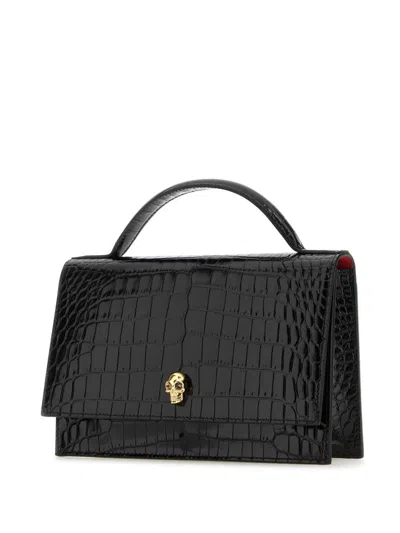 Alexander Mcqueen Alexander Mc Queen Skull Black Calf Leather Small Hand Bag In Black
