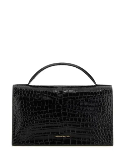 Alexander Mcqueen Alexander Mc Queen Skull Black Calf Leather Small Hand Bag In Black