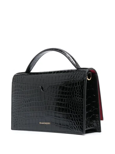 Alexander Mcqueen Alexander Mc Queen Skull Black Calf Leather Small Hand Bag In Black