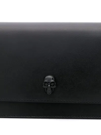 Alexander Mcqueen Alexander Mc Queen Skull Black Calf Leather Clutch In Black