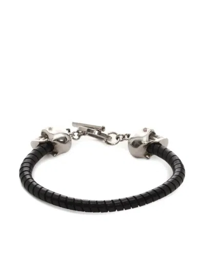 Alexander Mcqueen Alexander Mc Queen Skull Black Silver Bracelet In Black