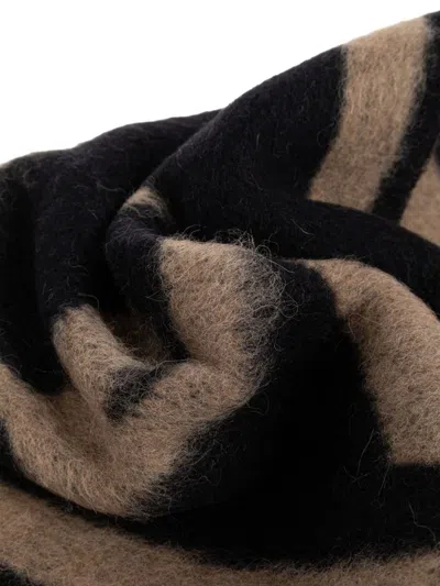 Alexander Mcqueen Alexander Mc Queen Black Camel Wool Scarf In Brown