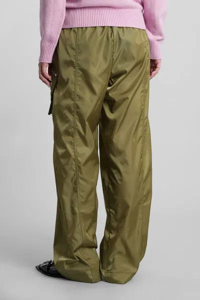 Ganni Oversize Cargo Trousers Elastic Waistband In Green