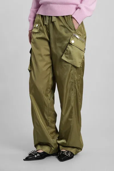 Ganni Oversize Cargo Trousers Elastic Waistband In Green