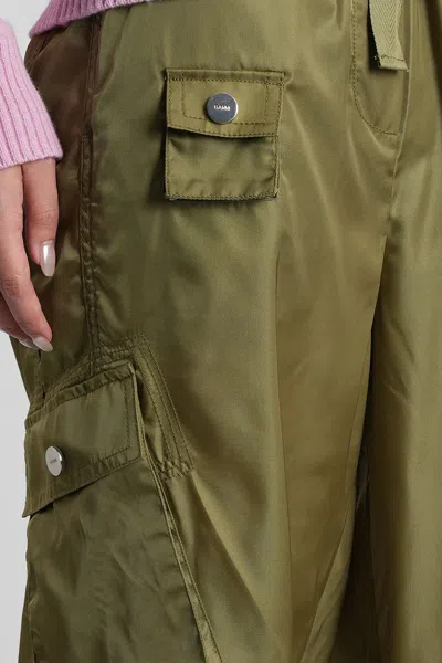 Ganni Oversize Cargo Trousers Elastic Waistband In Green