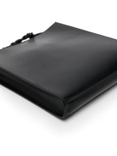 Jil Sander Medium 'tangle' Black Leather Crossbody Bag In Black