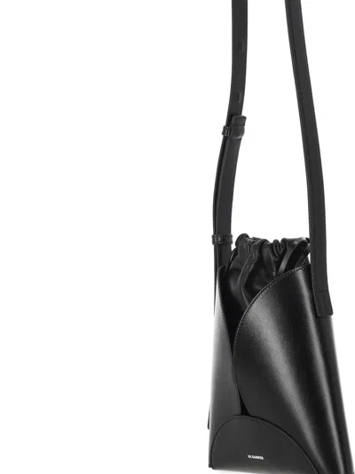 Jil Sander Drawstring Shoulder Bag In Black