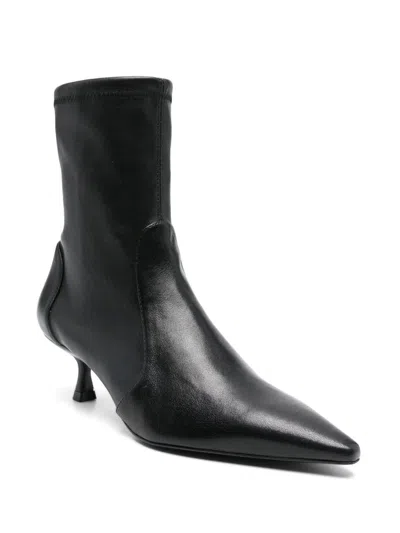Stuart Weitzman Pointed Toe Ankle Boots With 50mm Heel In Black
