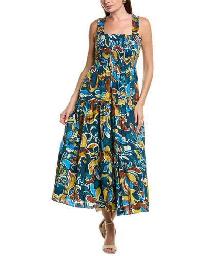 Anne Klein Smocked Bodice Sleeveless Tiered Maxi Dress