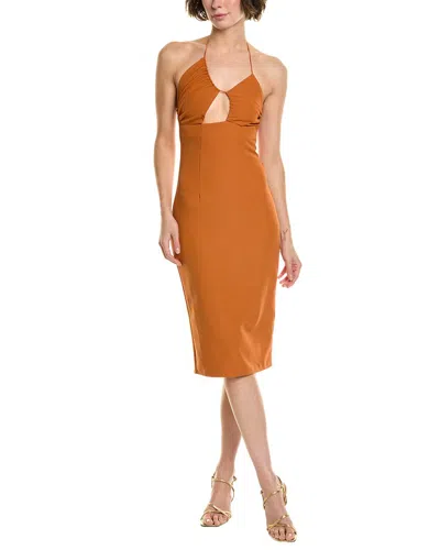 Rare London Strappy Midi Dress In Brown
