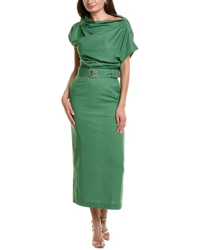 Bgl Linen-blend Maxi Dress In Green