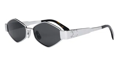 Celine Cl40254u 16a Metal Triomphe 16a Silver Sunglasses In Metallic