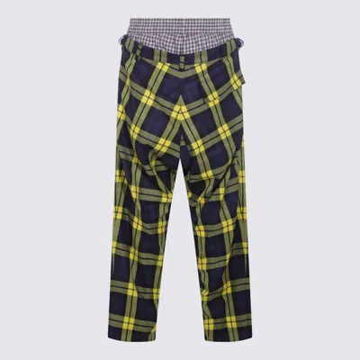 Vivienne Westwood Checkered Trousers Drawstring Button Detail In Yellow