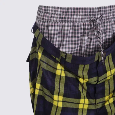 Vivienne Westwood Checkered Trousers Drawstring Button Detail In Yellow